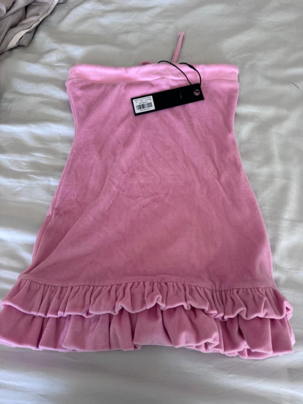 I.AM.GIA Pink Velour Ruffle Mini Skirt Drawstring - Picture 2 of 2
